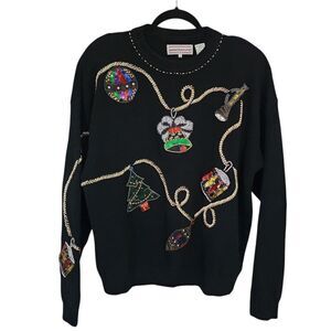 Vintage Westbound Christmas Sweater 2X Lambswool Angora Sequin Beaded Holiday